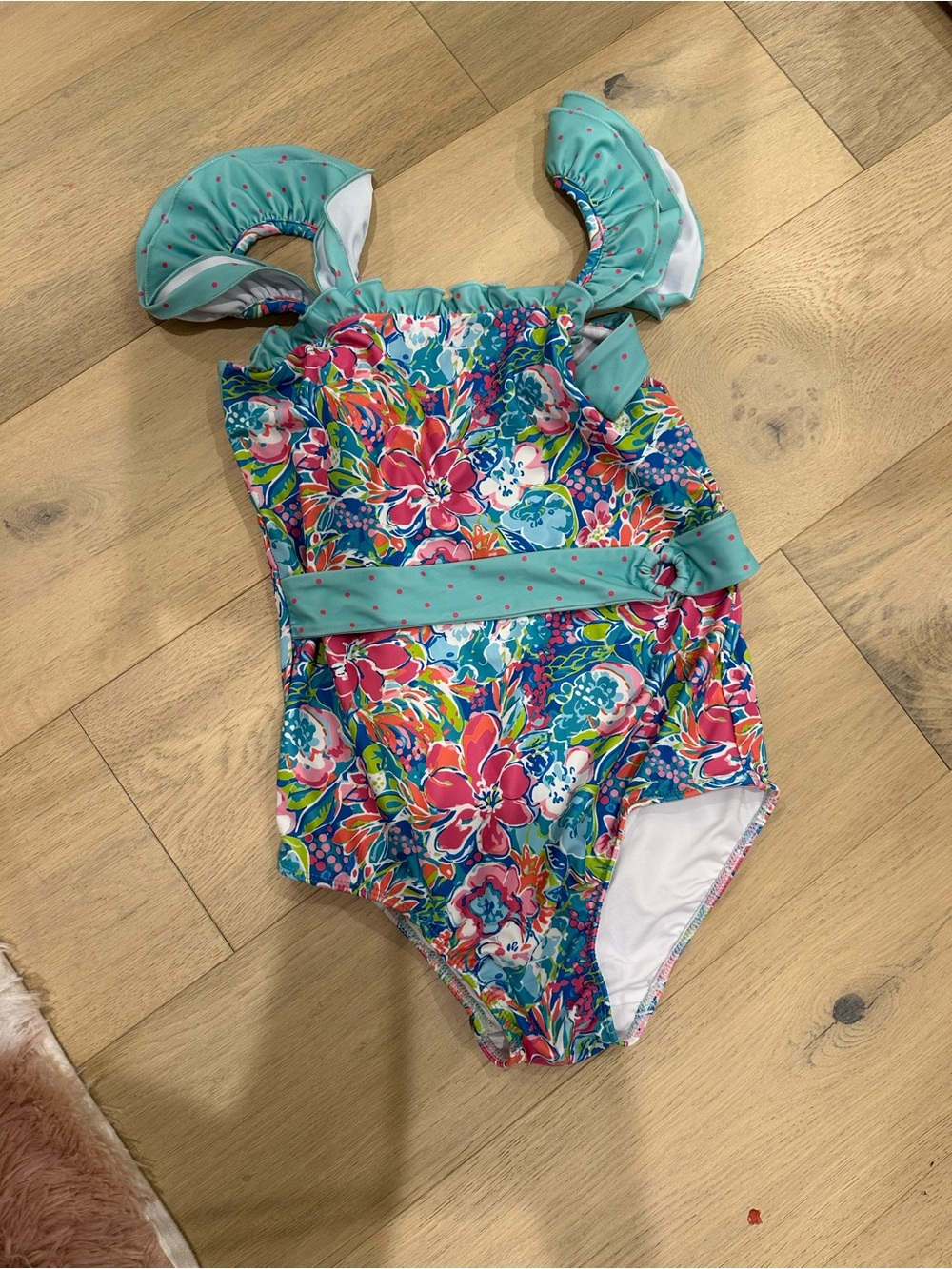 SweetHoney Floral One-Piece Swimsuit in Teal, Pink and Blue